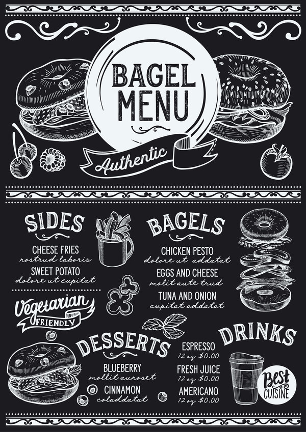 bagel food menu template vector 01