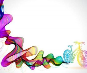 bicycle with abstract colored wave background vector