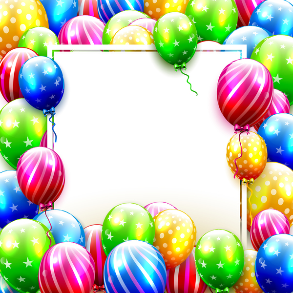 birthday full balloons frame vector