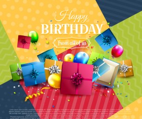 birthday poster geometric with gifts vector