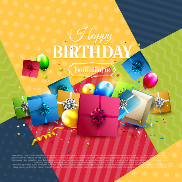 birthday poster geometric with gifts vector