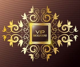 brown VIP background with golden decor vector