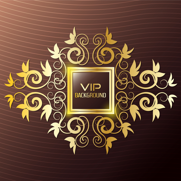 brown VIP background with golden decor vector