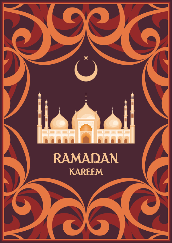 brown ramadan greeting card vector