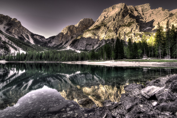 calm lake mountain landscape Stock Photo