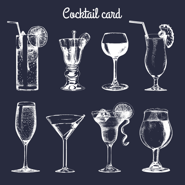 cocktail card vintage vector 02
