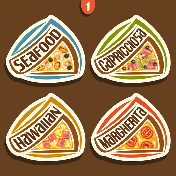delicious pizza sticker vector 01