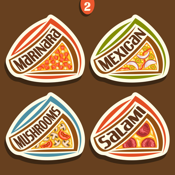 delicious pizza sticker vector 02