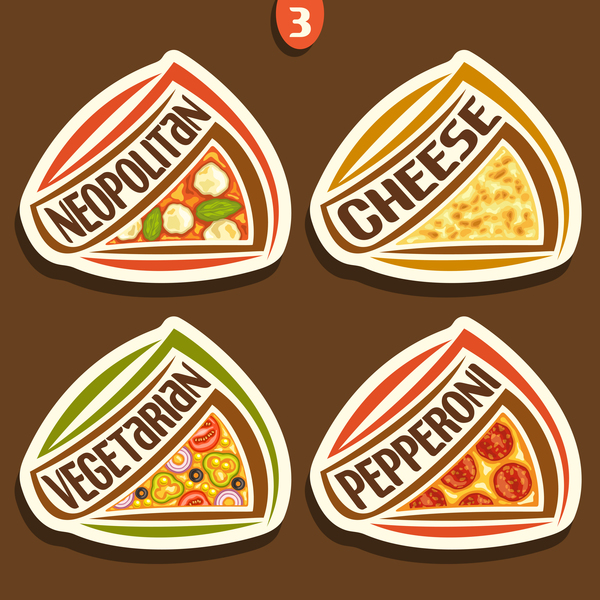 delicious pizza sticker vector 03