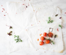 desktop remaining vegetables after meal Stock Photo