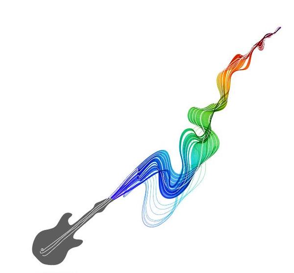 fiddle with abstract colored wave background vector