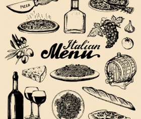 italian food menu vector material
