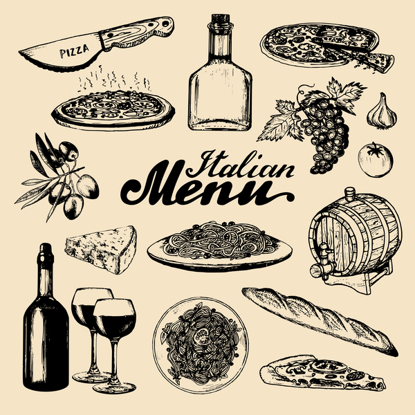 italian food menu vector material