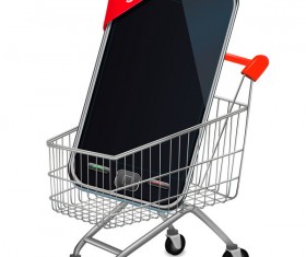 mobile phone with shopping cart vector