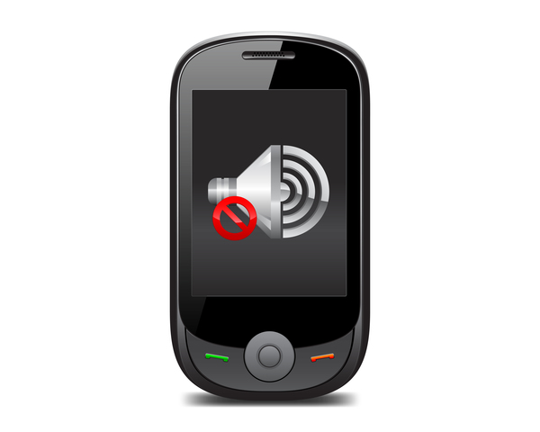 mobile phone with silent sign vector