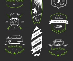 surfing school logos vector 01