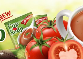 tomato cup soup ad poster template vector 01