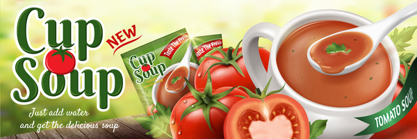tomato cup soup ad poster template vector 01