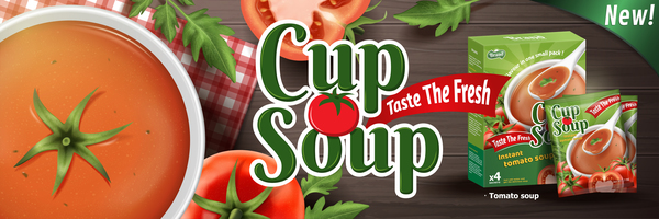 tomato cup soup ad poster template vector 02