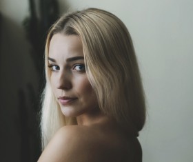 woman turned to look back Stock Photo