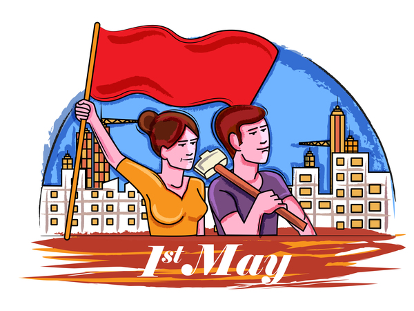 1 May international workers labor day poster hand drawn vector 01
