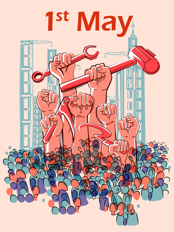 1 May International Workers Labor Day Poster Hand Drawn Vector 10 Free Download