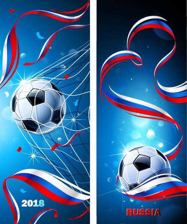 2018 russia soccer world cup vector banners