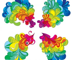 4 Kind colored floral decor vector