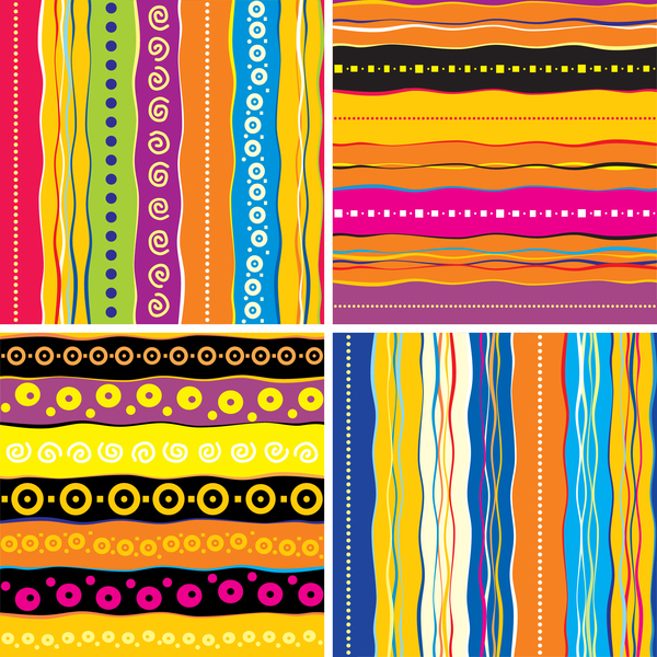 4 Kind colored striped vector background