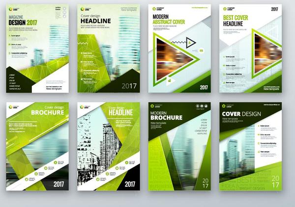 8 Kind magazine with brochure cover template vector