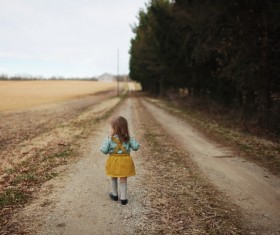 A cute little girl back shadow Stock Photo