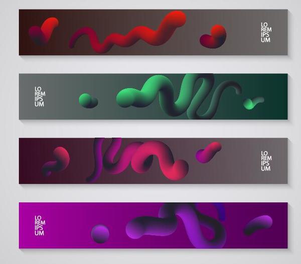 Abstract 3D banners vector free download