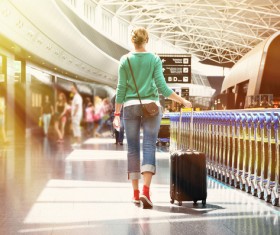 Airport Woman tourist Stock Photo