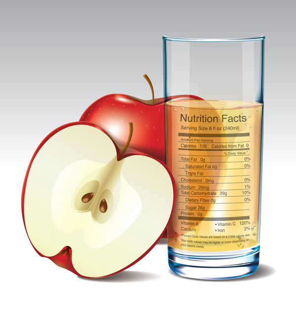 Apple juice nutrition vector