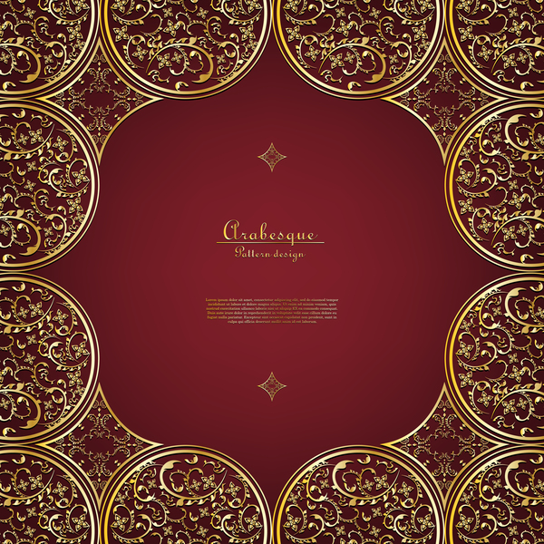 Arabesque Thai with gold flower background template vector