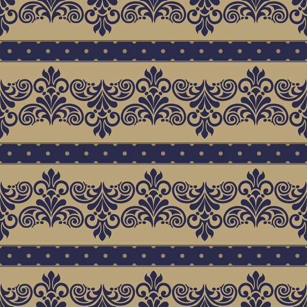 Baroque seamless pattern with ornament vector 01