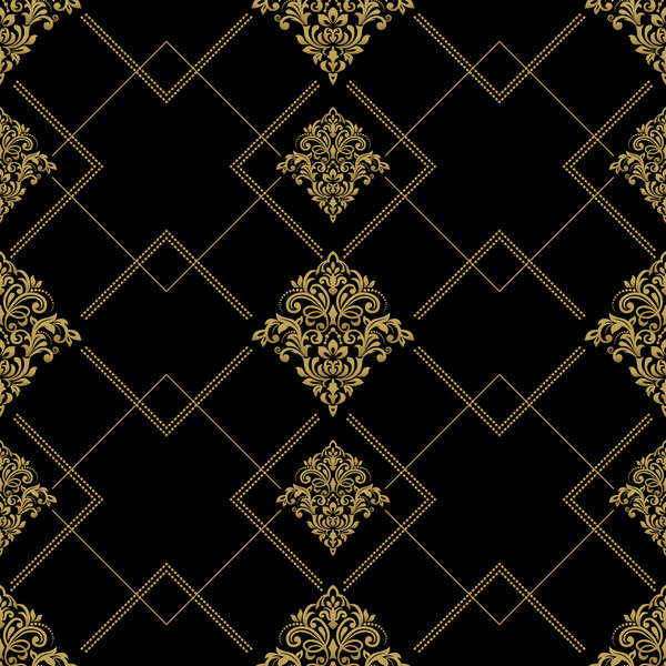 Baroque seamless pattern with ornament vector 02