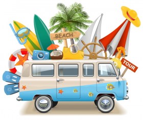 Beach travel elements summer holiday vector 02