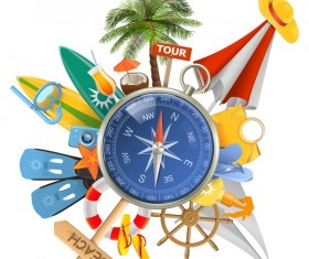 Beach travel elements summer holiday vector 03