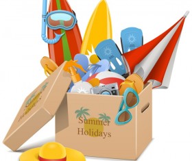 Beach travel elements summer holiday vector 04