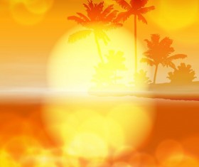 Beach with sunset blurs vector background