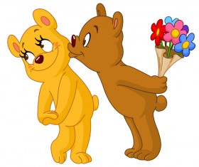 Bears with love and flower vector