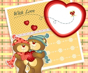 Bears with love card vector