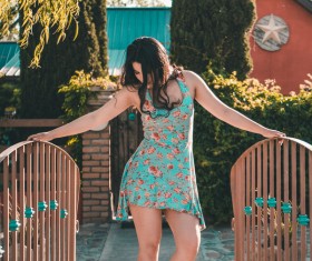 Beautiful charming woman posing outdoor Stock Photo