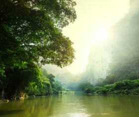 Beautiful mountains and rivers Stock Photo 01