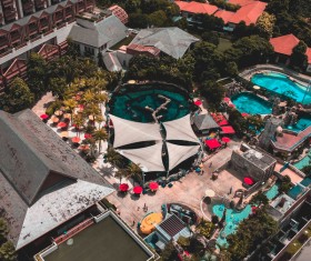 Beautiful seaside resort from high view Stock Photo