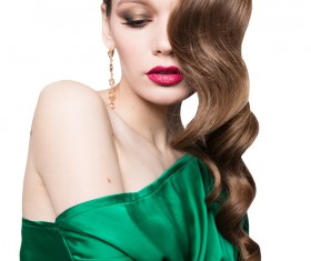 Big wavy curly hairstyle girl Stock Photo