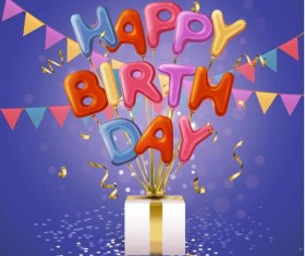 Birthday blue background with gift box vector