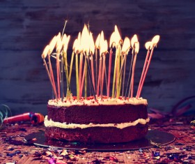 Birthday candle cake Stock Photo 03