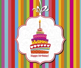 Birthday card with cake label vector